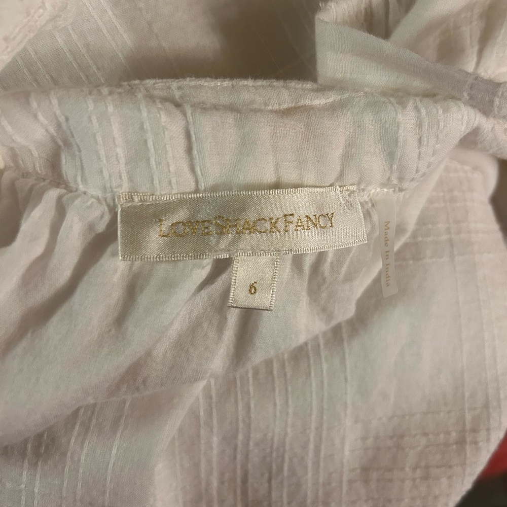 LoveShackFancy White Midi Dress with Yellow Floral Embroidery - Picture 8 of 9